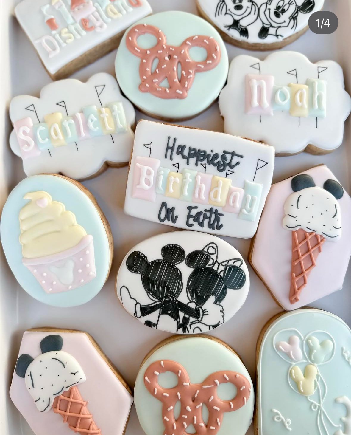 Pastel character birthday sugar cookies
